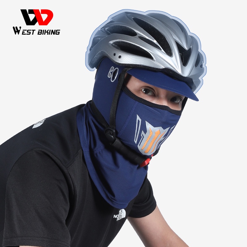 Khẩu trang che mặt WEST BIKING bằng vải lụa lạnh UPF50+ thiết kế lỗ để đeo kính bảo hộ tiện dụng