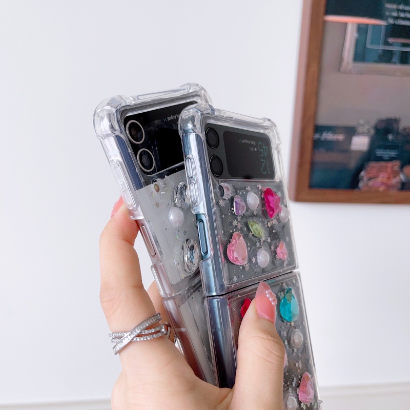 Ốp Điện Thoại Cứng Chống Rơi Họa Tiết Kim Cương Gấp Gọn Dành Cho Samsung Galaxy Z Flip 3 Z Flip 4