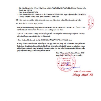 Sữa DINH DƯỠNG BOLD MILK PEDIA COLOSTRUM 900G