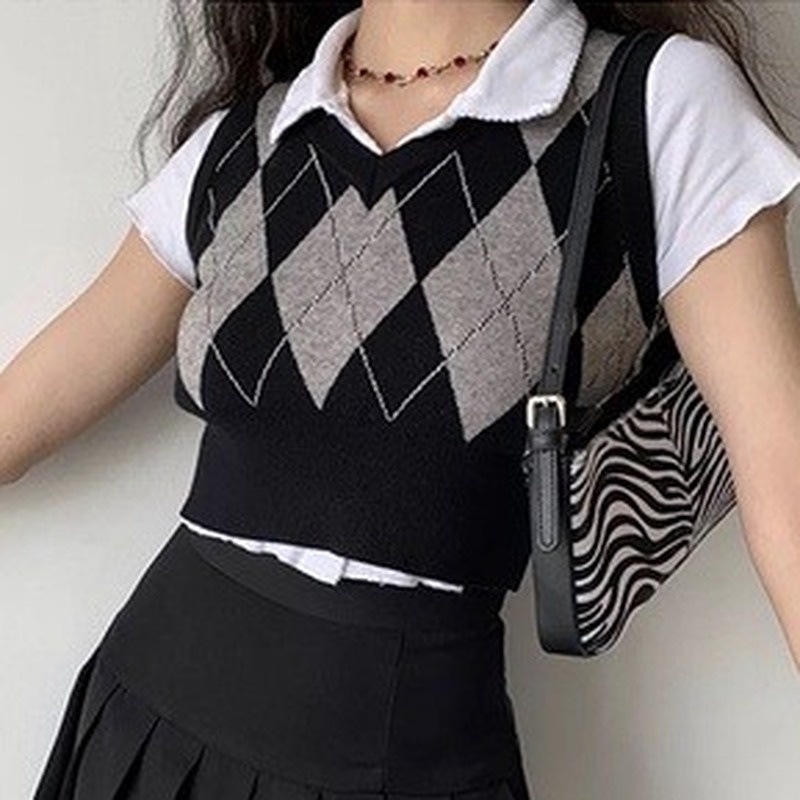 Áo len không tay cổ chữ v phong cách retro mới 211108 | BigBuy360 - bigbuy360.vn