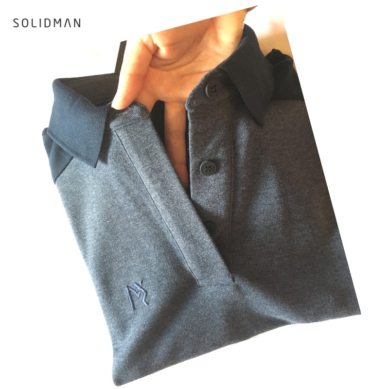 [FREESHIP] Áo Polo nam cổ bẻ SOLIDMAN, màu XANH NAVY phối XÁM sang trọng, chất thun cotton cvc, thấm hút mồ hôi tốt | BigBuy360 - bigbuy360.vn
