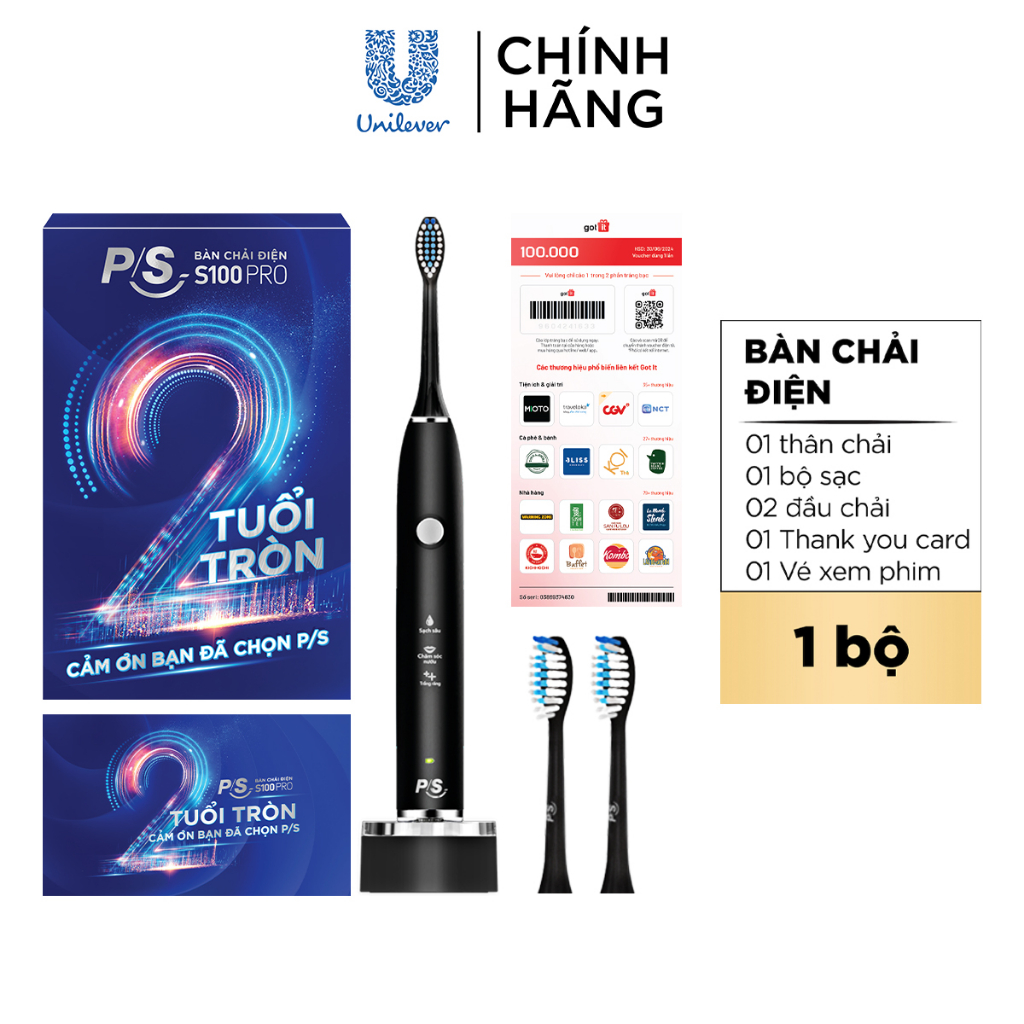 Bộ bàn Chải Điện P S S100 PRO - Công Nghệ Sóng Âm