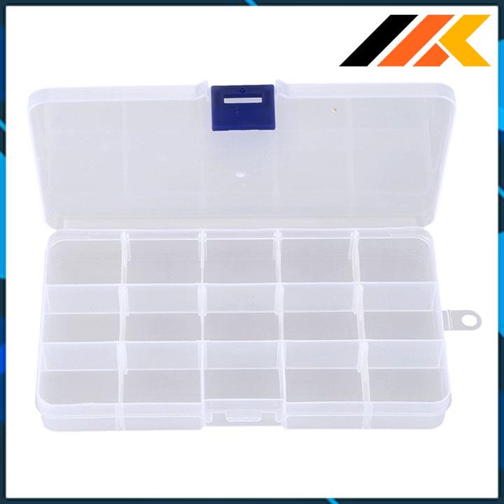 Hộp Nhựa Trong Suốt 15 Ngăn Đựng Linh Kiện Điện Tử, Trang Sức Có Thể Tháo Lắp Vách Ngăn - Linh Kiện TuHu
