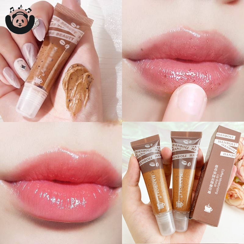 [Hàng mới về] Son tẩy tế bào chết cho da môi HANBOLI chiết xuất bơ/đào/cà phê chứa vitamin E dưỡng ẩm xóa mờ nếp nhăn