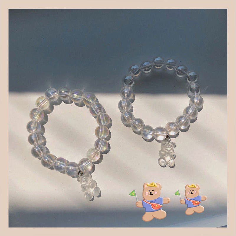 Vòng tay mặt hình gấu đính đá pha lê trong suốt phong cách Hàn Quốc cho nữ sinh 22645