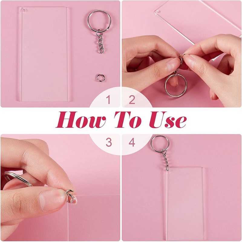 Mojito Bộ Móc Khóa Acrylic Trong Suốt Phối Tua Rua Kim Loại Đầy Màu Sắc DIY