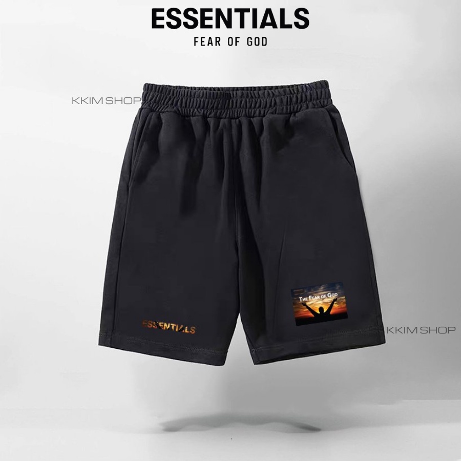 QUẦN SHORT ESSENTIALS Fear of God Nam Nữ, quần đùi thun unisex form rộng thể thao, lửng cộc ngắn mặc nhà KKIMSHOP
