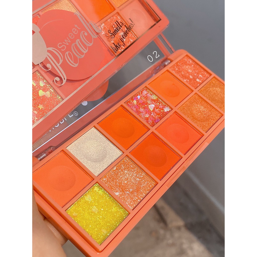 Bảng màu phấn mắt 12 ô PEACH đào makeup palette siêu cưng nội địa mới lạ sỉ tốt- GIÁ RẺ 09