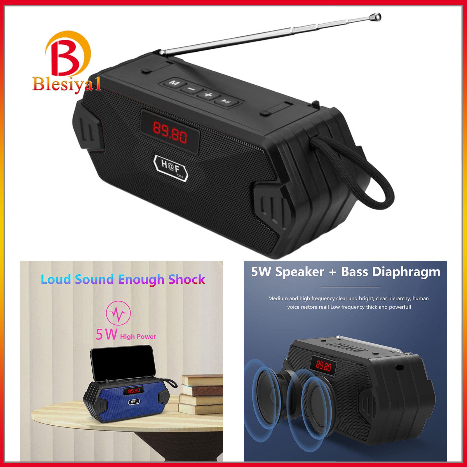 Loa Bluetooth Không Dây Âm Thanh Stereo Super Bass Fm Radio Tf Mp3