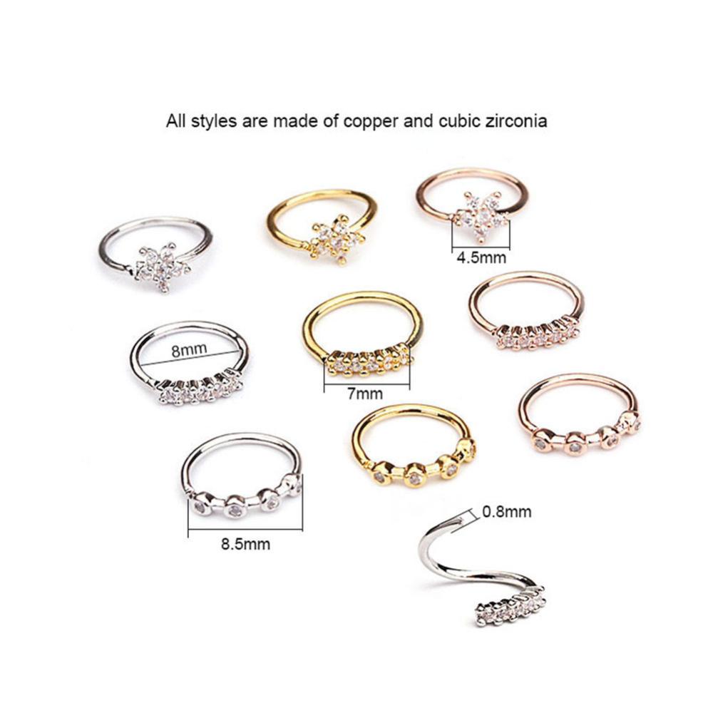 Khuyên Xỏ Mũi Đính Đá Zircon Giả Bằng Thép Không Gỉ Thời Trang P3X3