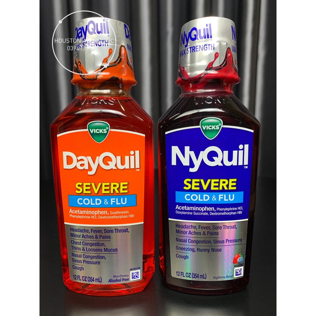 Set 3 chai siro Vicks DayQuil & NyQuil Cold & Flu Severe 1.06L _ Live mua hàng tại Mỹ