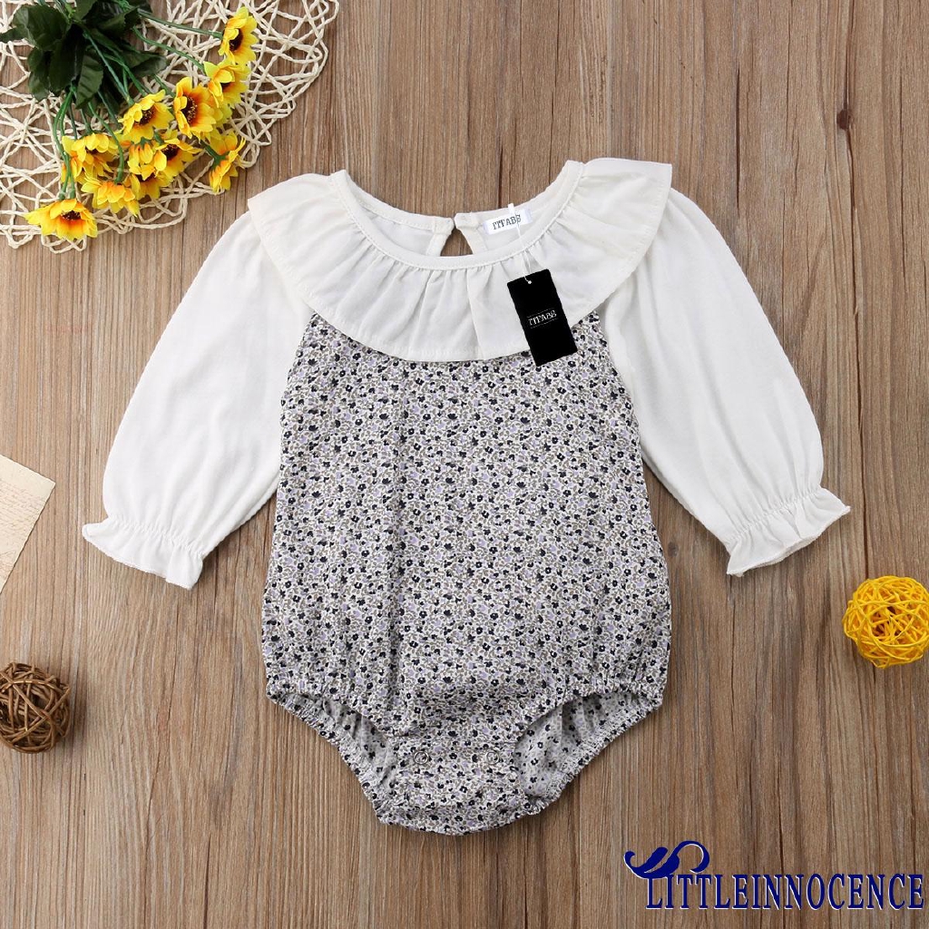 ❤XZQ-Fashion Newborn Infant Baby Girls Cotton Floral Ruffle Long Sleeve Romper Bodysuit Kid Autumn Outfits Clothes