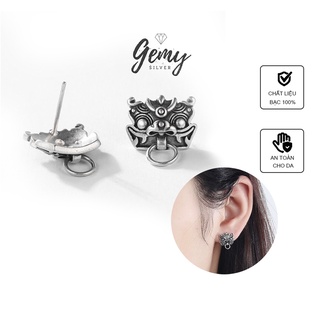 Khuyên tai nam nữ bạc thái mặt tỳ hưu độc đáo, cá tính, cool ngầu, unisex (1 chiếc) | GEMY SILVER KN29