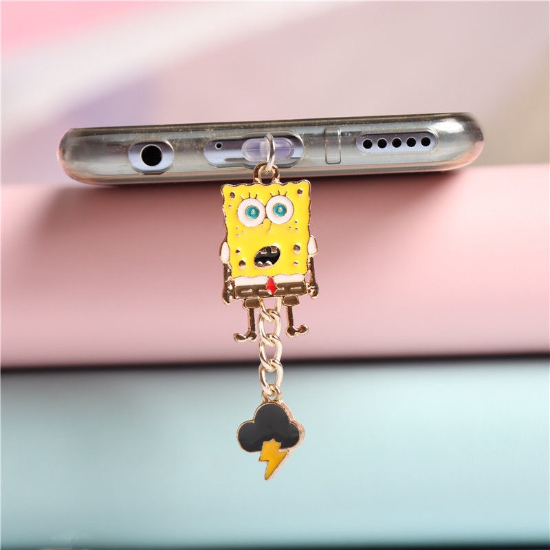 Nút Cắm Chống Bụi Hình SpongeBob Cho Cổng Sạc Điện Thoại Di Động