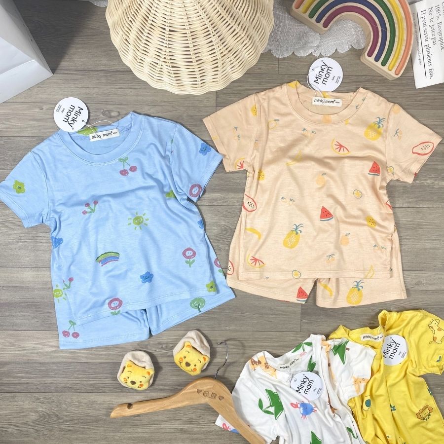 Bộ Thun Lạnh Cộc Tay Cho Bé Gái 8-27kg -TN-IN74 In Hoạ Tiết Toàn Thân Chất Vải Thoáng Mát