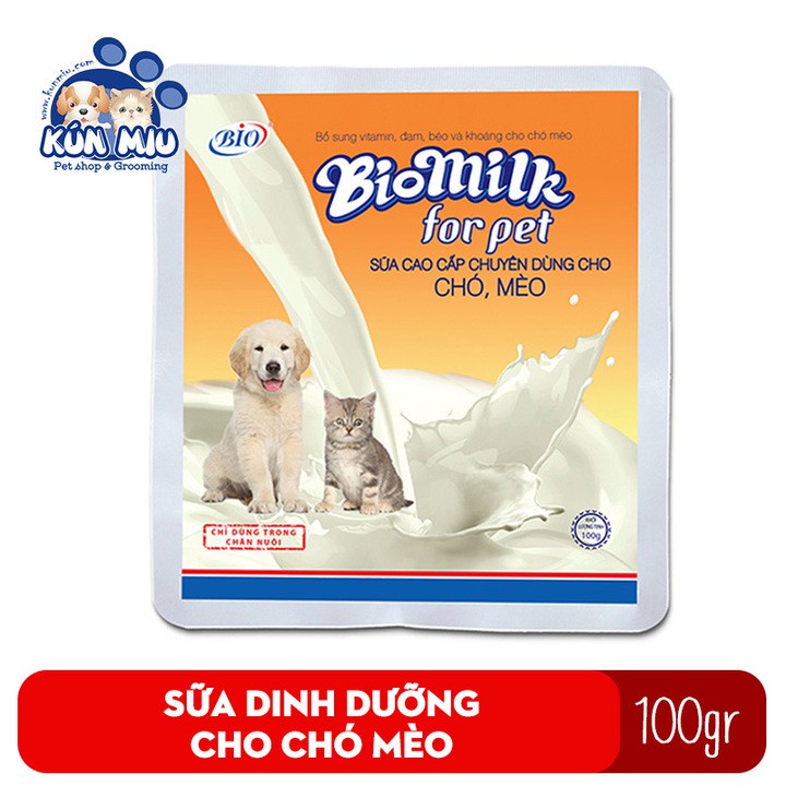 Sữa bột cho chó mèo Bio Milk 100gr cung cấp dinh dưỡng cho chó, mèo