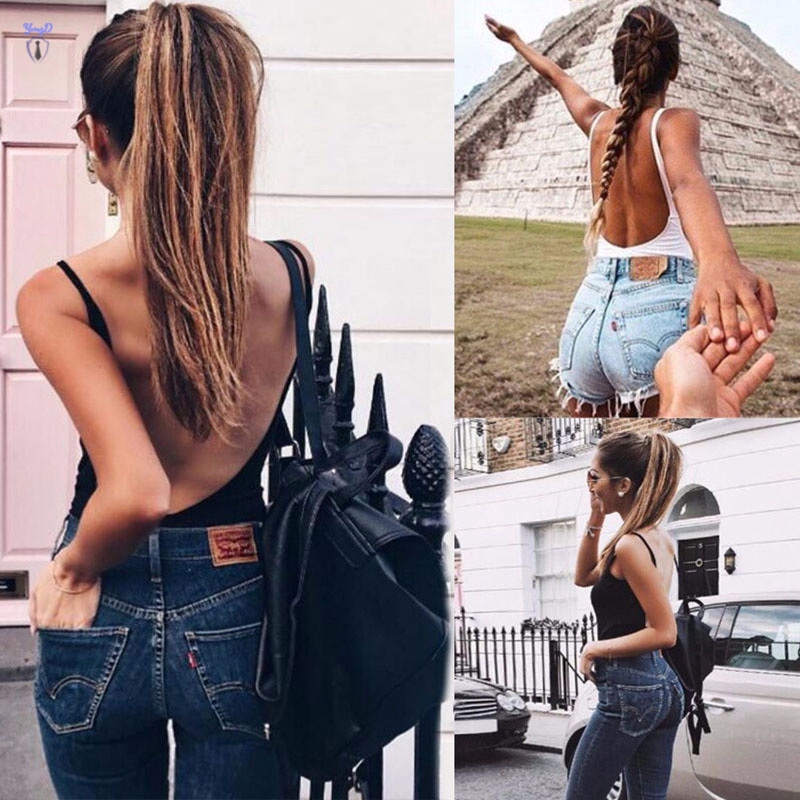 YI Sexy Women Backless Sleeveless Tank Top Club Jumpsuit Summer Beach Solid Bodysuit Playsuit Clothing @VN