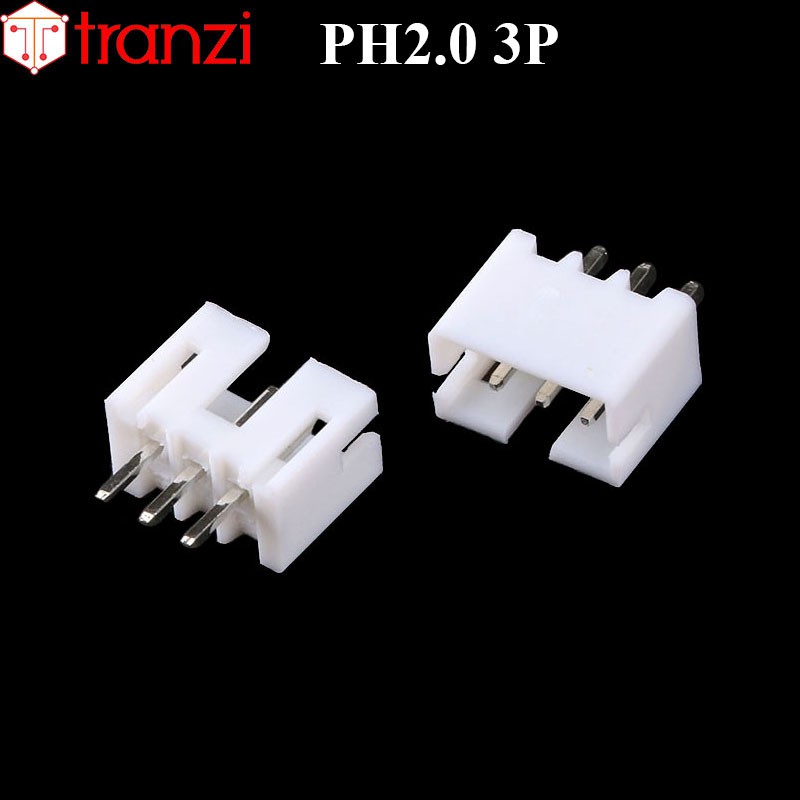 Giắc cắm header 2.0mm PH2.0 3P chân cắm thẳng trắng - túi 50 cái