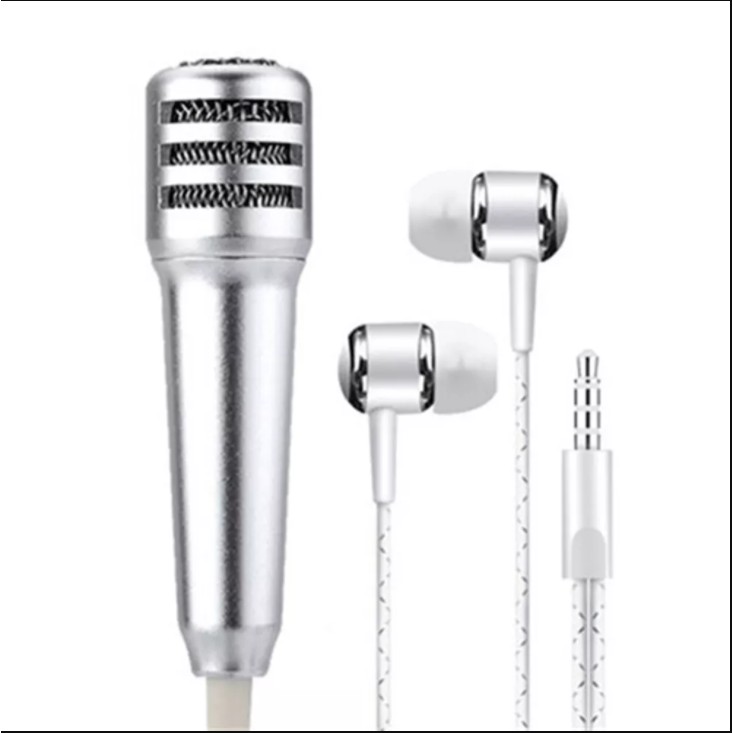 Micro Hát Livestream Karaoke, Mic Kiêm Tai Nghe Mini Hat Trên Điện Thoại