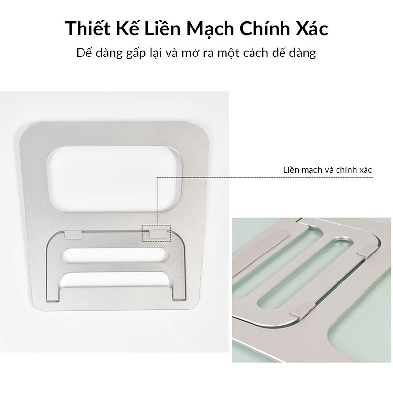 Đế Nâng Laptop, Macbook COTEetCI Aluminum Portable Stand Siêu Mỏng, Góc Nghiên 18 Độ, Dùng Cho Laptop 13 - 17 Inch