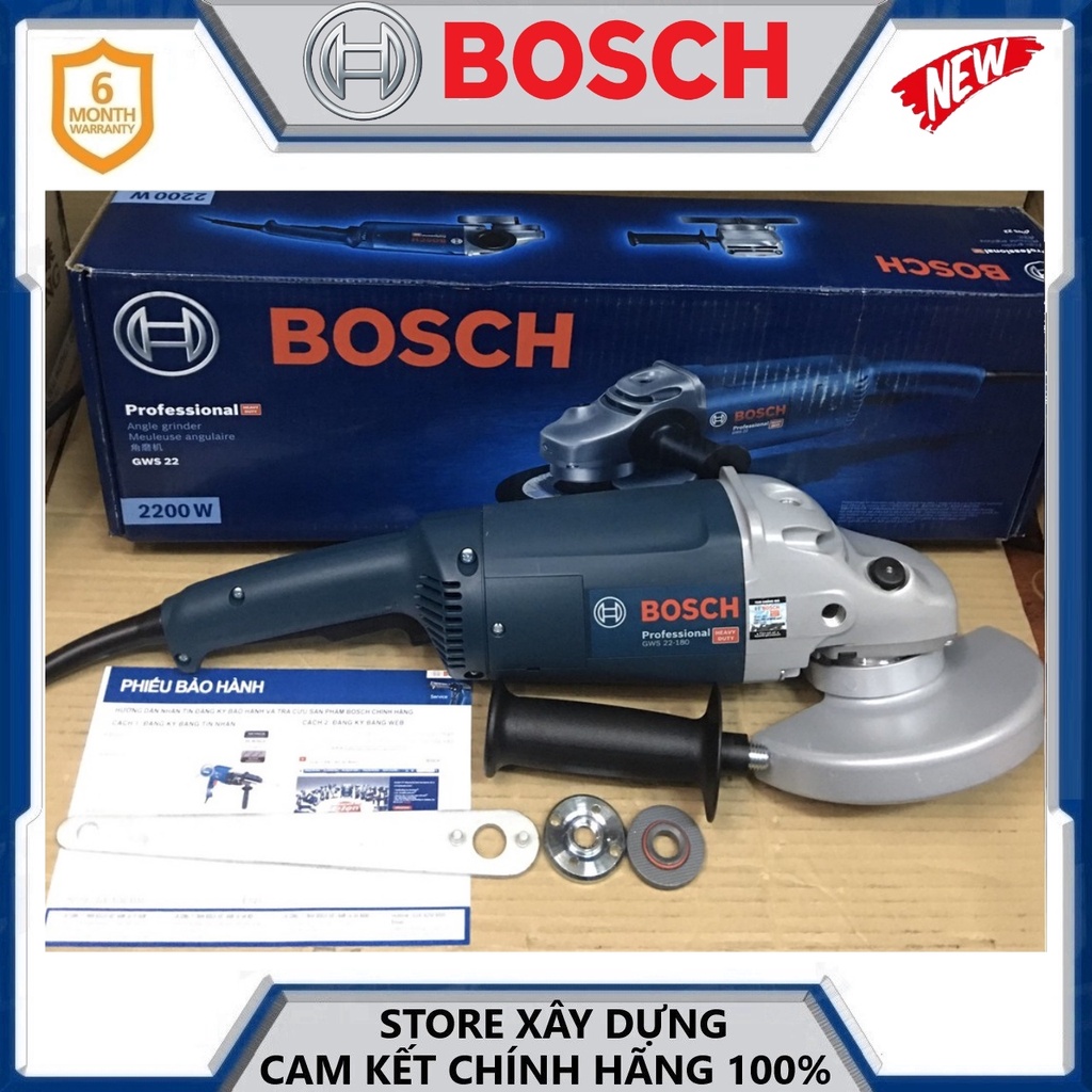 Máy mài góc Bosch GWS 24-180 - Điện 2400W, Đường kính đĩa mài 180mm, Giảm rung