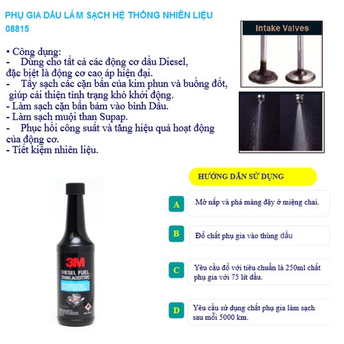 Chất Phụ Gia Làm Sạch Động Cơ Dầu 3M™ DieseI Fuel Tank Additive 250ml - 08815 LT