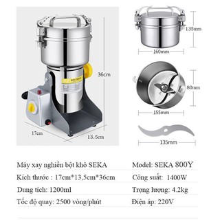 Máy Xay Bột Khô Đa Năng chính hãngSEKA 800Y - 1400W - 2800 Vòng/Phút - Bảo Hành 12 Tháng