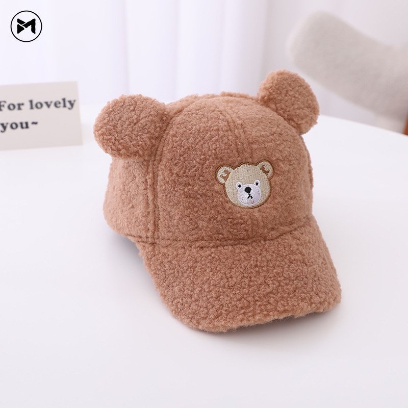 Mũ Lưỡi Trai Lông Cừu Phong Cách Hàn Quốc Thời Trang Thu Đông Cho Bé 3-6 Tuổi