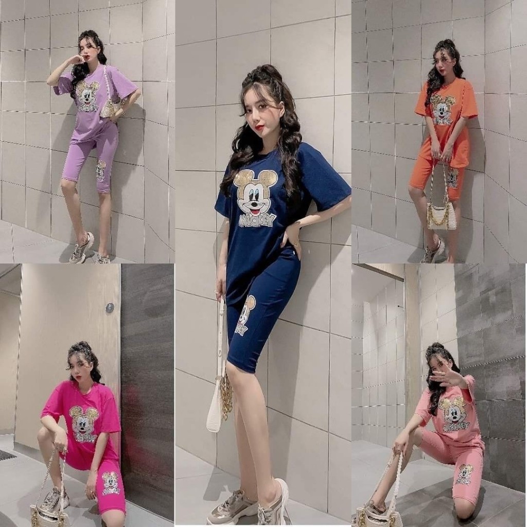 Đồ bộ nữ chất cotton 100% co dãn đanh mịn Mickey MIC002 quần ngố lửng | BigBuy360 - bigbuy360.vn