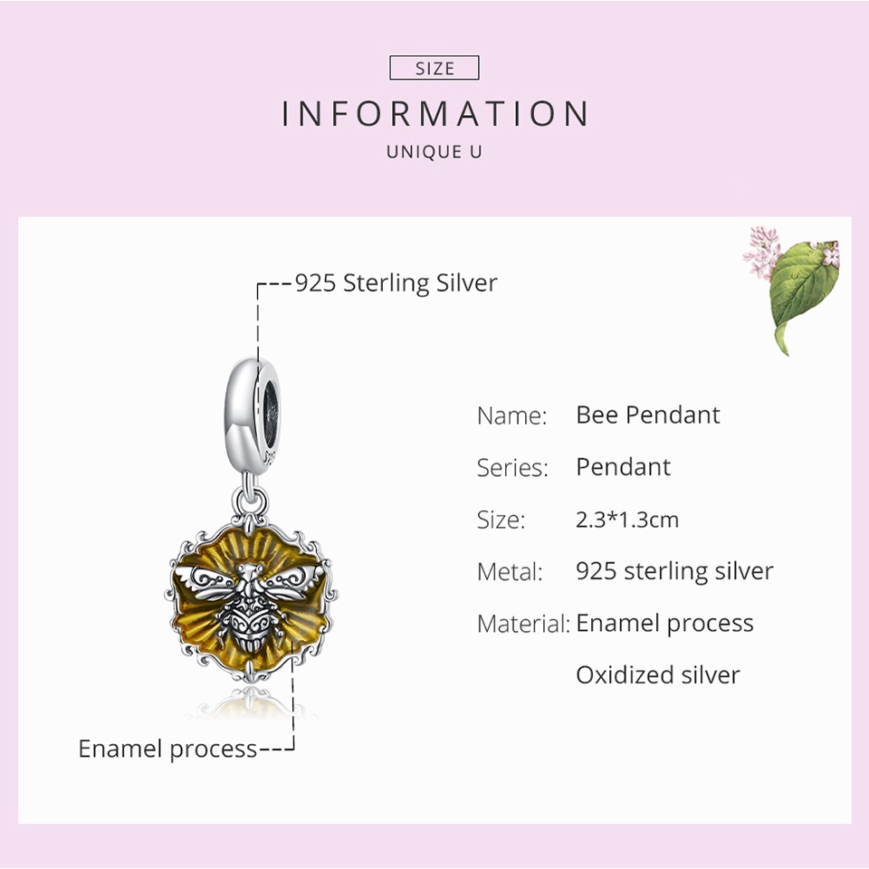 Mặt vòng cổ BAMOER bạc 925 nhiều họa tiết tùy chọn thiết kế thời trang