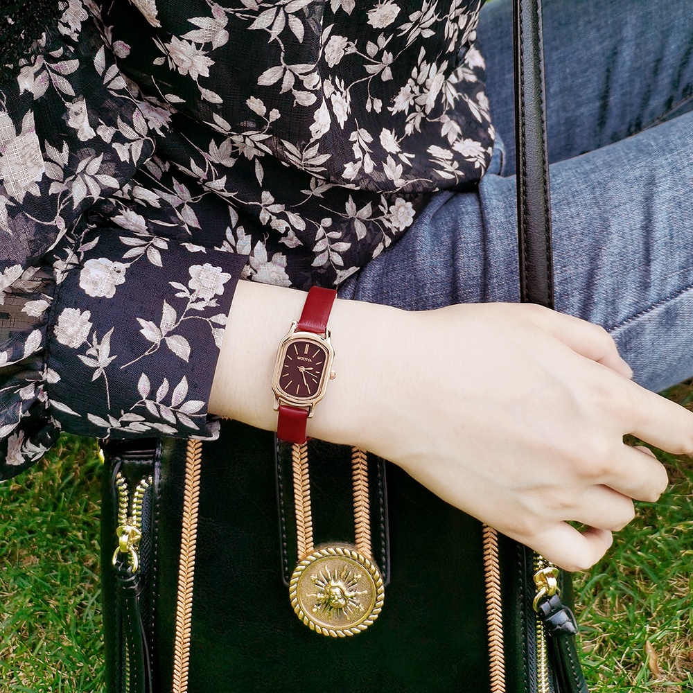 Đồng Hồ Analog Máy Quartz Mặt Vuông Dây Da PU Thời Trang Cho Nữ