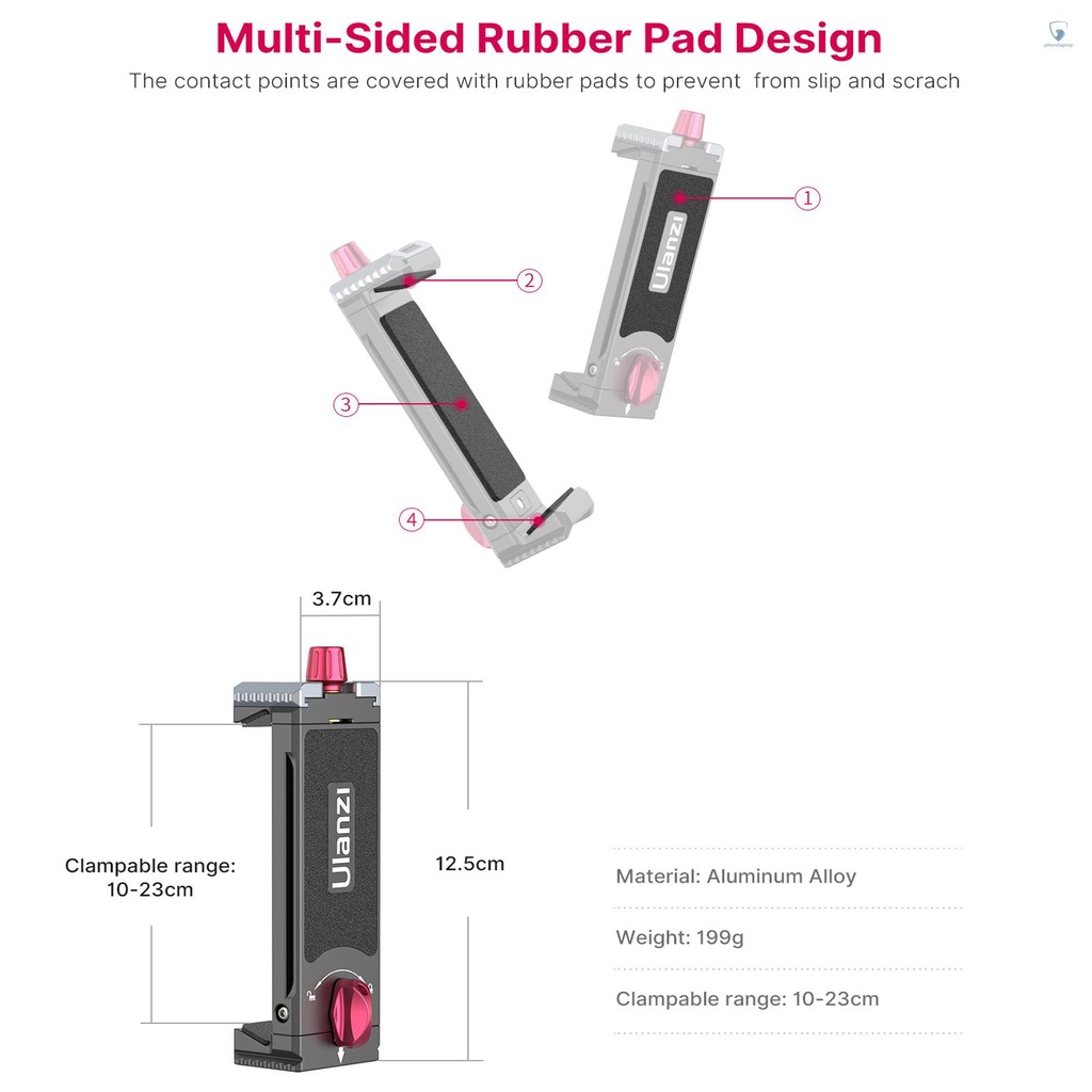 Kẹp Kim Loại Gắn Điện Thoại / Máy Tính Bảng Ulanzi U-PAD III 10cm - 23cm / 3.93in-9in Có Thể Điều Chỉnh Độ Rộng