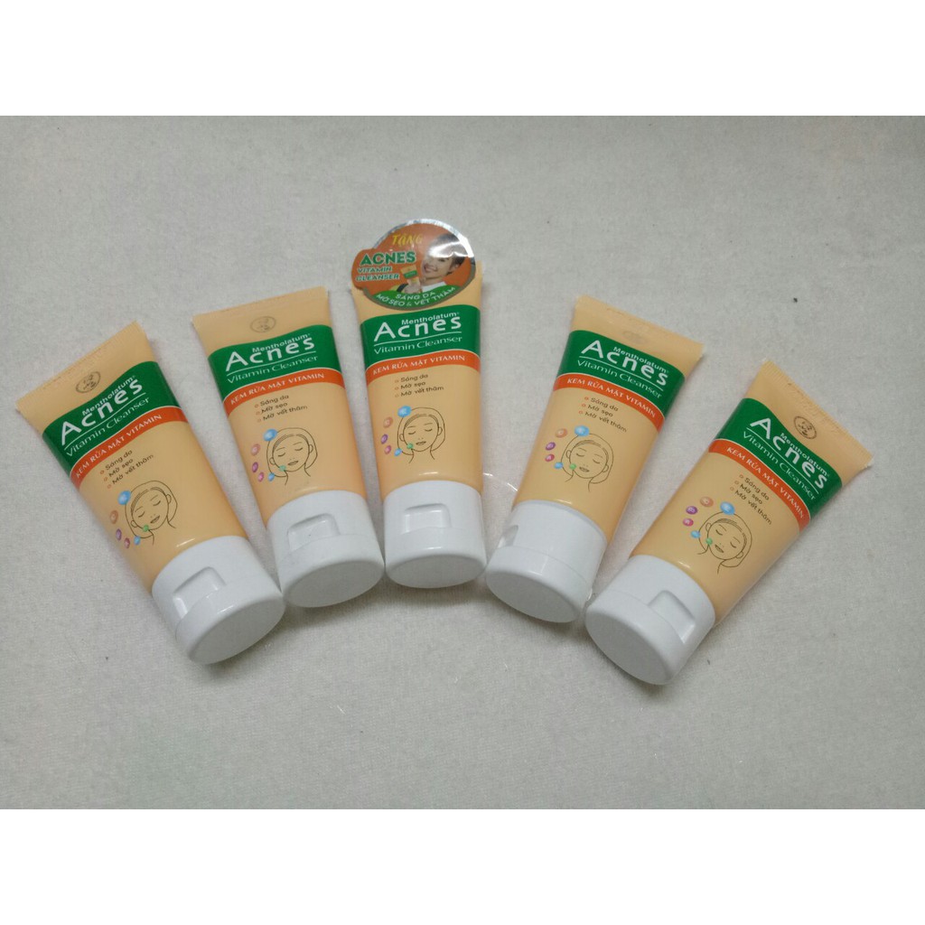 Combo 5 kem Sữa rửa mặt sáng da mờ sẹo và vết thâm Acnes Vitamin Cleanser 25g/tuýp