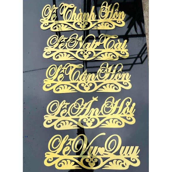 Chữ cổng hoa alu vàng gương