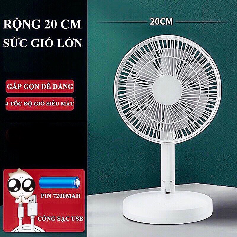 Quạt sạc tích điện cỡ lớn dung lượng pin trâu 7200mAh