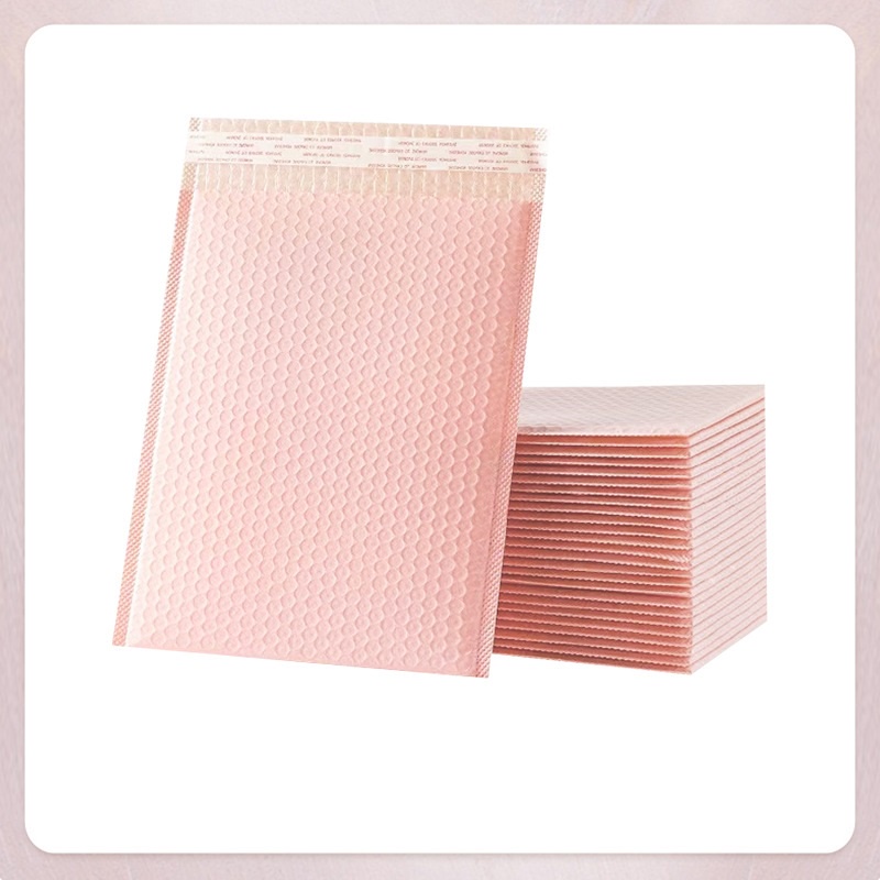 Túi gói hàng chống sốc bóng khí màu hồng be đóng gói hàng hóa an toàn nhiều kích thước, túi bảo vệ sản phẩm