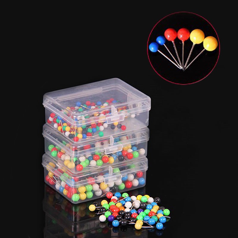 Set 100 Ghim Đầu Tròn Nhiều Màu Sắc Dùng Trong May Vá