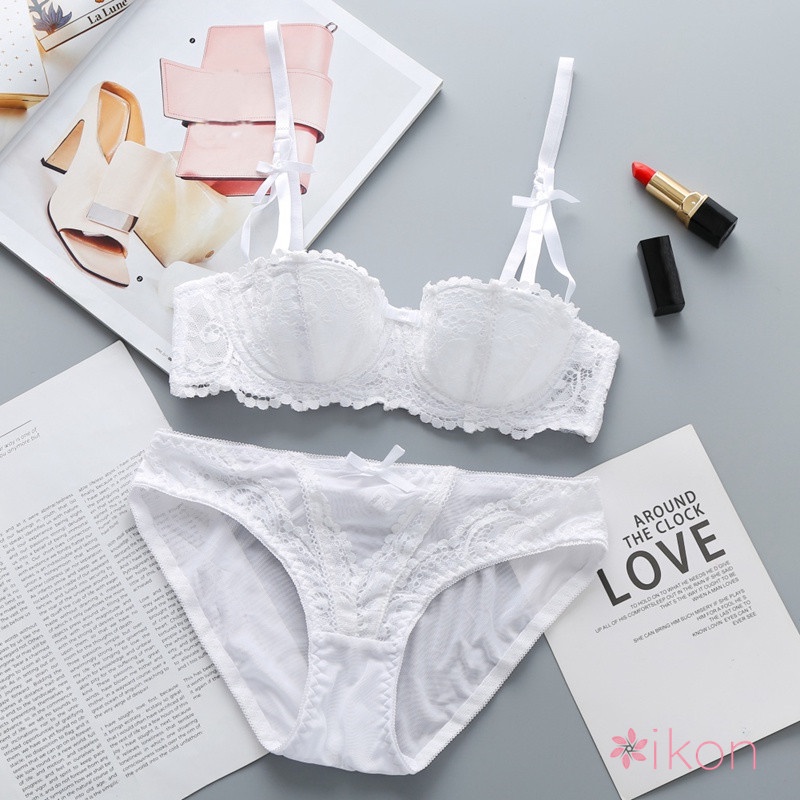 Set áo bra nửa ngực và quần lót phối ren quyến rũ thời trang cho nữ | BigBuy360 - bigbuy360.vn
