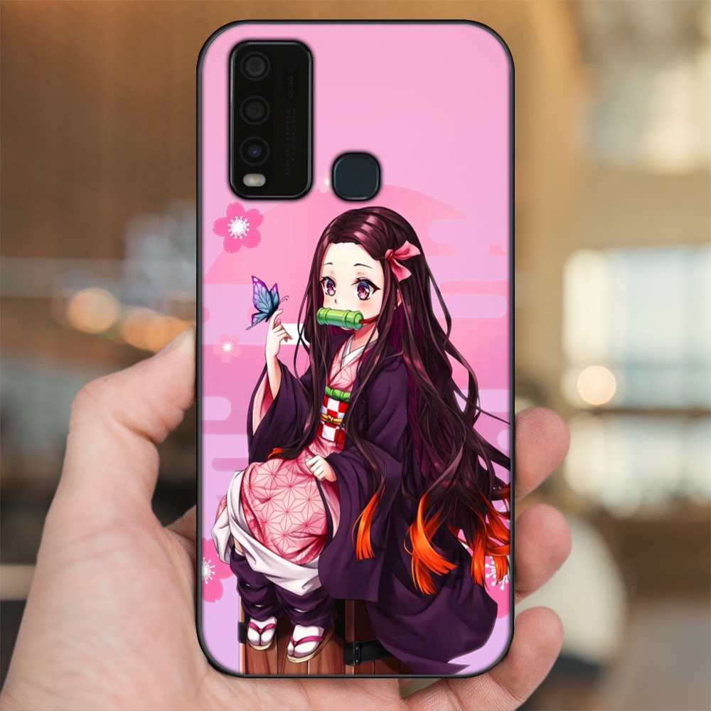Ốp lưng Vivo Y30, Y50 viền đen in hình Nezuko Kimetsu no Yaiba