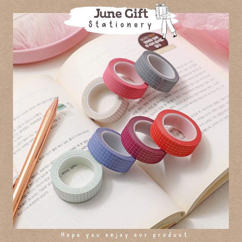 Cuộn băng dính washi tape caro trang trí sổ , bullet journal (dài 10m)