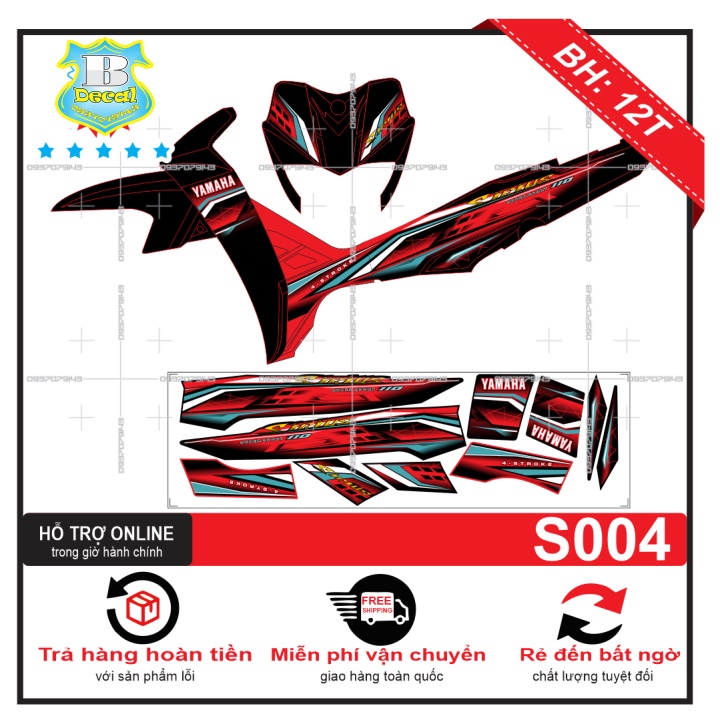 ( Quí khách vui lòng mang ra tiệm cho thợ dán ) Tem Sirius đỏ đen 4