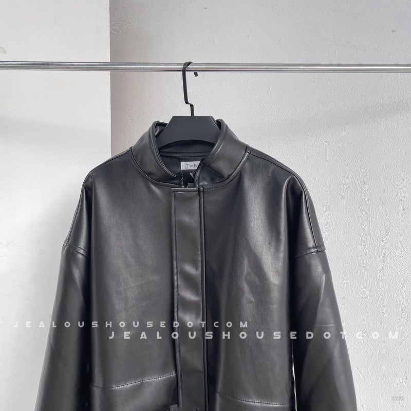 Áo khoác da, áo khoác cổ đức tay bo có dây rút gấu Pool 5635 | BigBuy360 - bigbuy360.vn