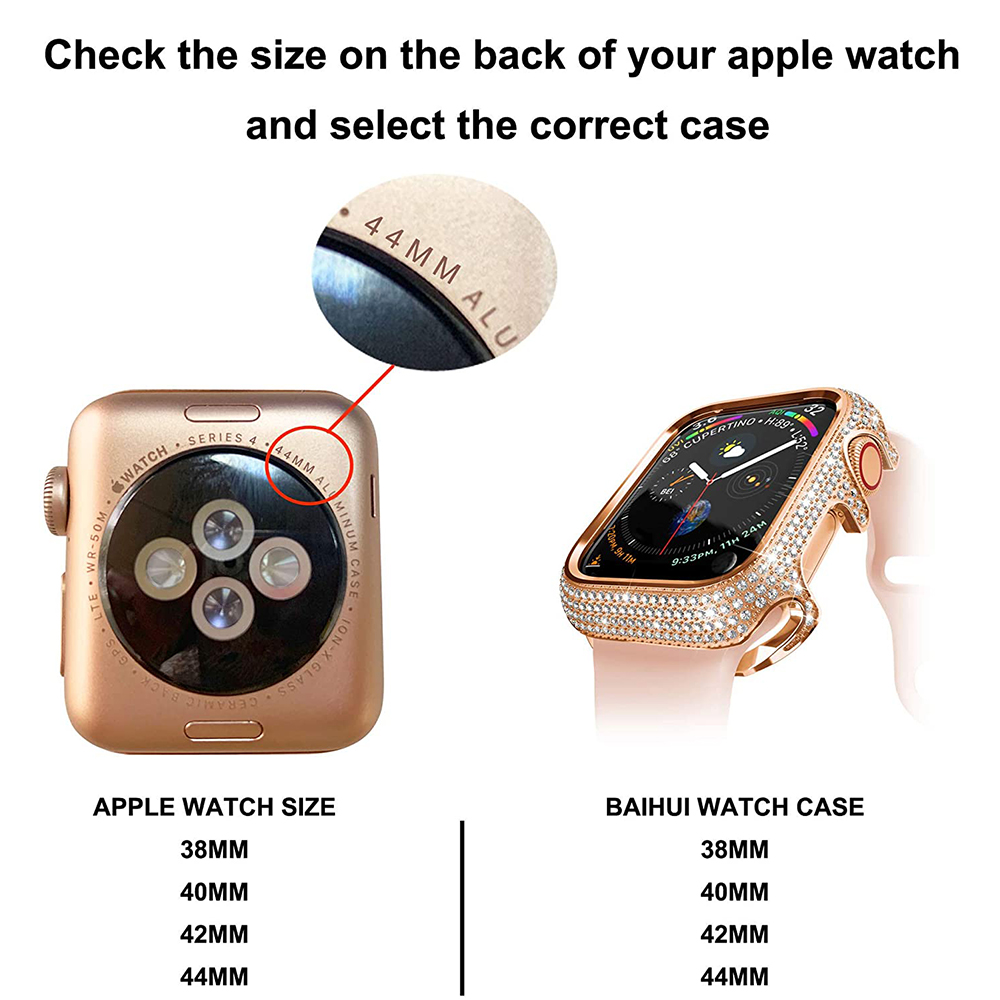 Ốp Lưng Bảo Vệ Bằng Kim Loại Lấp Lánh Cho Apple Watch 44mm Series 6 / 5 / 4 / Se