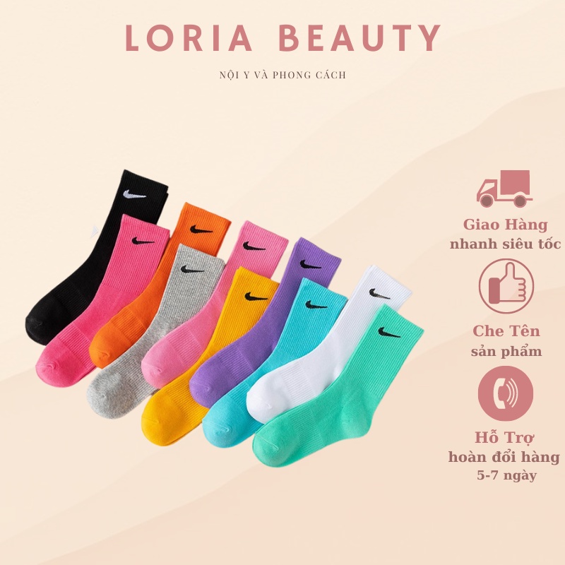 Tất N.i.k.e,Vớ N.i.k.e Thể Thao Cao Cổ Chất Liệu Cotton Nhiều Màu