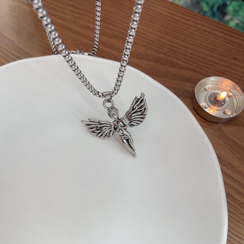 Vòng cổ Thép Titan Mặt Thiên Thần Cupid Đơn Giản Phong Cách Hip Hop Hàn Quốc