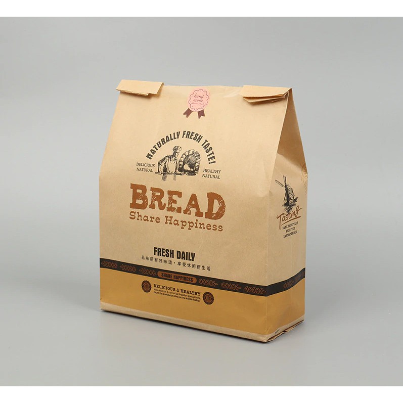 50 Túi Giấy Kraft Rõ Ràng Tránh Dầu Đóng Gói 450G Bánh Mì Nướng 21*10*32cm