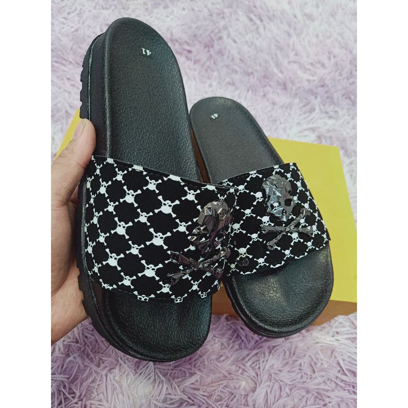 Dép quai ngang mặt đầu lâu - Dép Độn đế cao 3-4,5cm