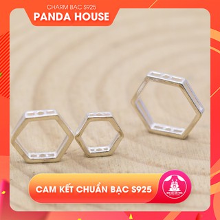 Charm bạc s925 hình lục giác rỗng để lồng hạt vào giữa - Panda House