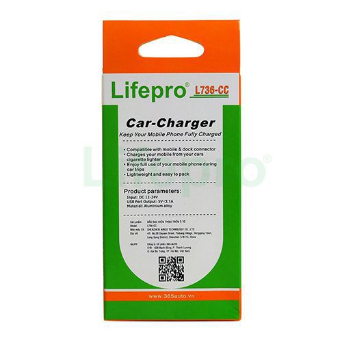 CỦ SẠC ĐIỆN THOẠI TRÊN Ô TÔ LIFEPRO L736-CC