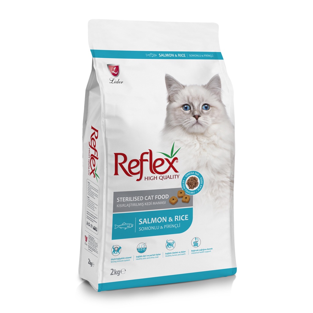 tổng hợp dòng thức ăn Reflex trắng 2kg cho mèo